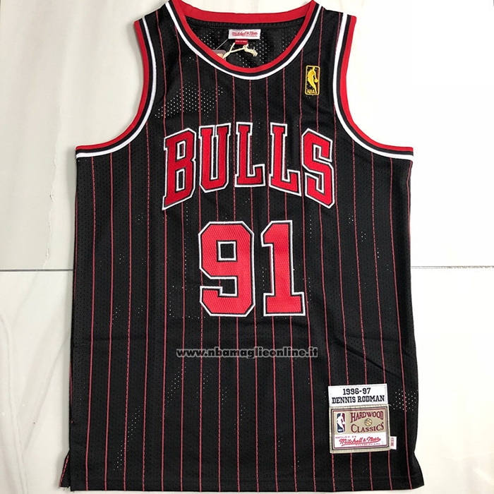Maglia Chicago Bulls Dennis Rodman #91 Mitchell & Ness 1996-97 Nero